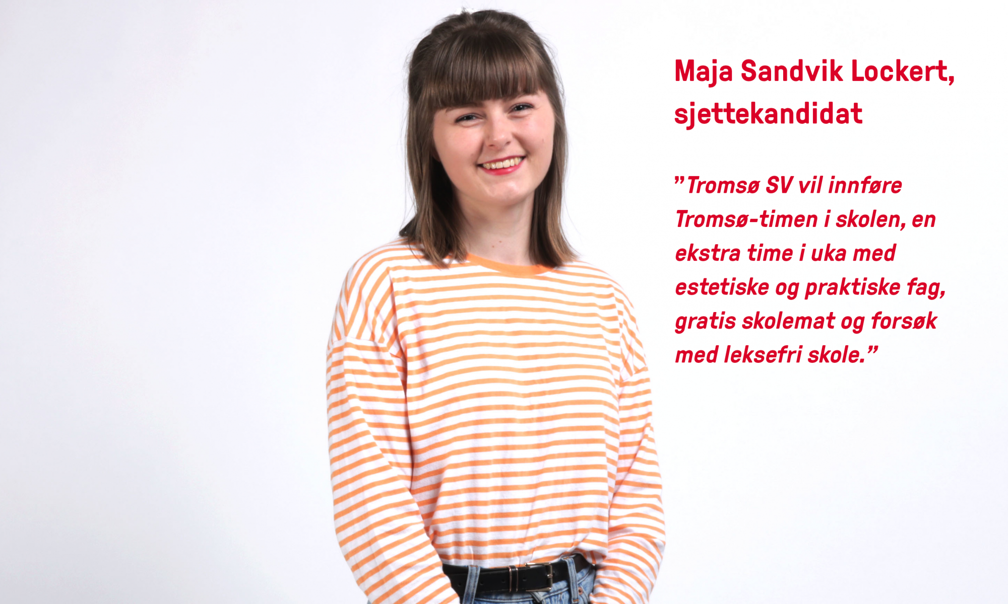 Portrett Maja Lockert kvit bakgrunn med Tekst